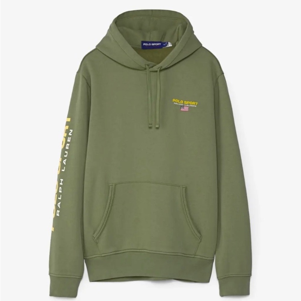 NWT Polo Ralph Lauren Print Hoodie Olive Green / Yellow POLO SPORT Men’s XL